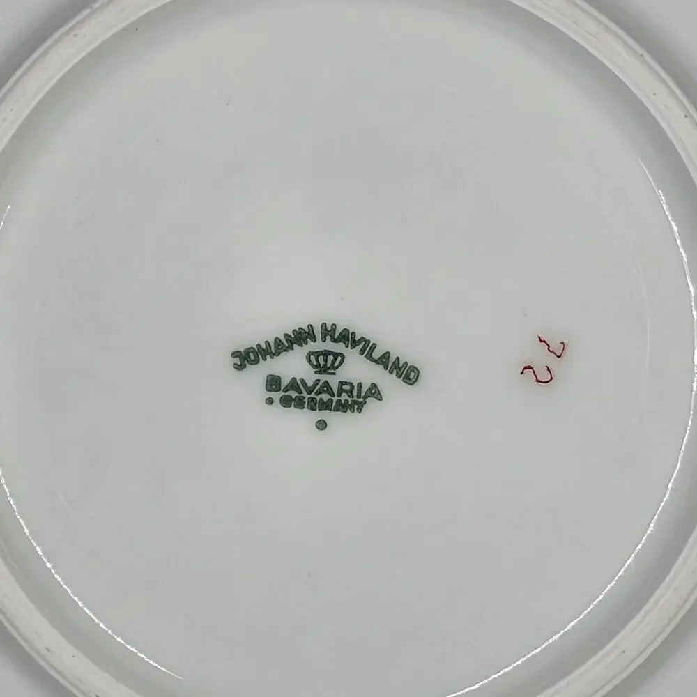 VINTAGE JOHANN HAVILAND BAVARIA GERMANY FLORAL PORCELAIN PLATE – GOLD TRIM – 6